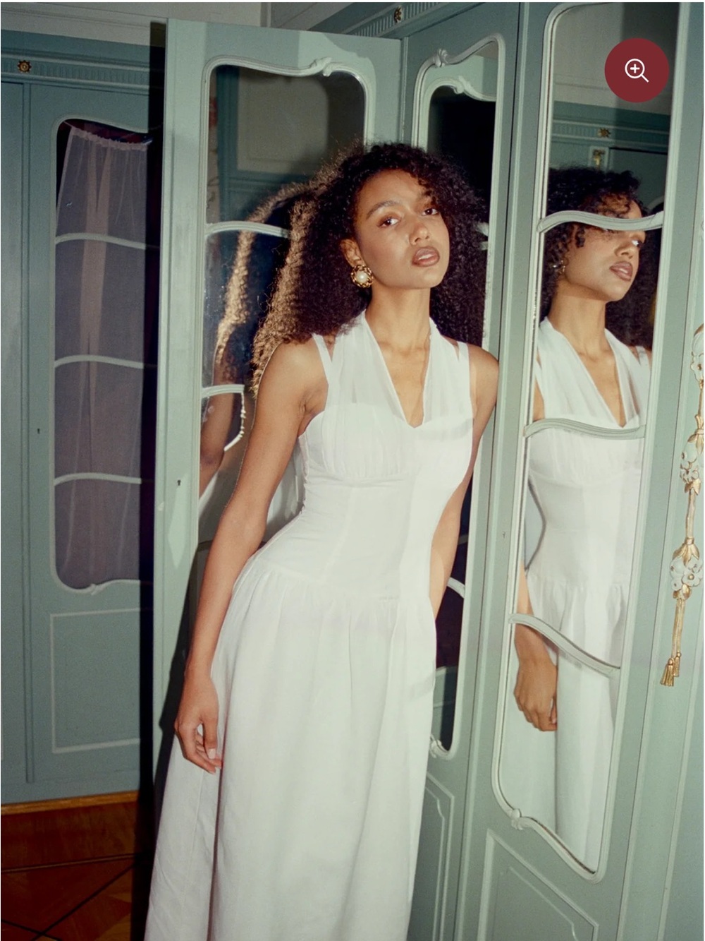 Murlong Cres Vilja Lett Halter Maxi Dress in White (Bridal)